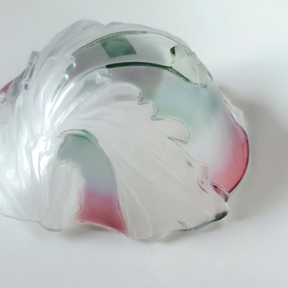 Vintage Crystal Bowl, Vtg Studio Nova, Tulip Floral Motif, Molded Matte Frosted - Picture 9 of 10